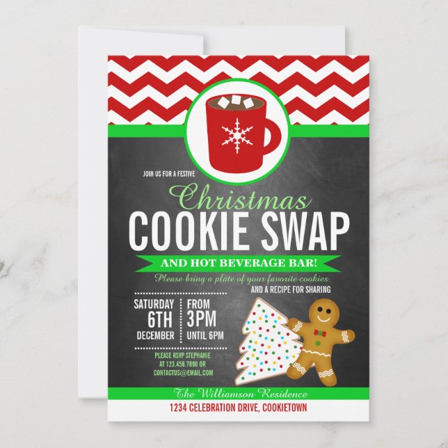Festive Noël Cookie Swap Party Invitation (Devant)