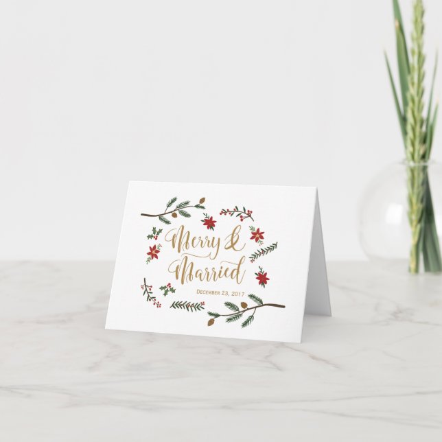 Festive Noël Mariage Carte de remerciements (Devant)