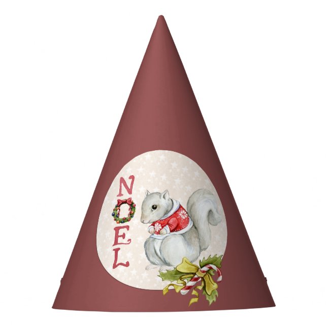 Festive Noel Squirrel Party Hat (Front)