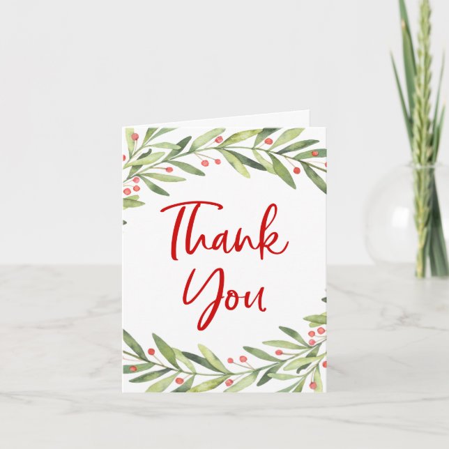 Festive Noël vacances plié Carte de remerciements (Devant)
