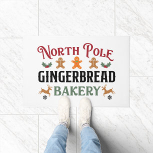 Festive North Pole Gingerbread Bakery Doormat