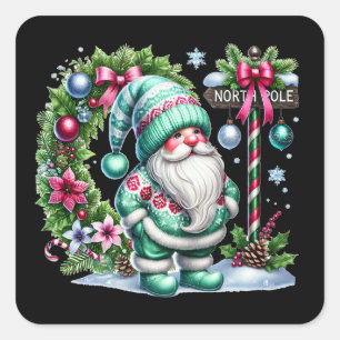 Festive North Pole gnome Square Sticker
