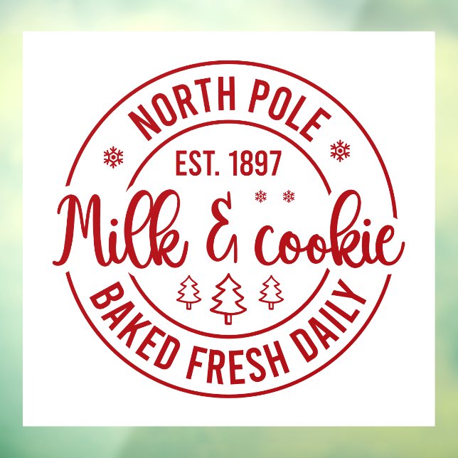Festive North Pole Milk Cookie  Window Cling (Sheet 3)
