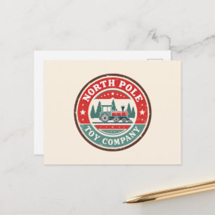 Festive North Pole Toy Company Holiday Postcard