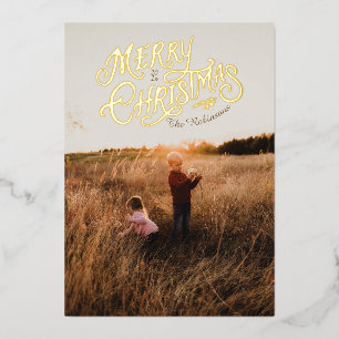Festive Nostalgia Merry Christmas Photo Foil Card