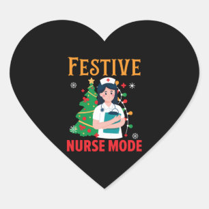 Festive Nurse Mode Nursing Medical Nurse Christmas Heart Sticker