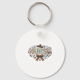 Festive Nurse Vintage Engraving Shirt Design_1 Keychain