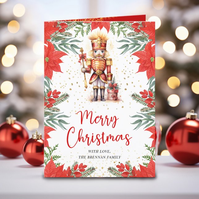 Festive Nutcracker Botanical Photo Christmas Holiday Card (Festive Nutcracker Botanical Photo Christmas Holiday Card)