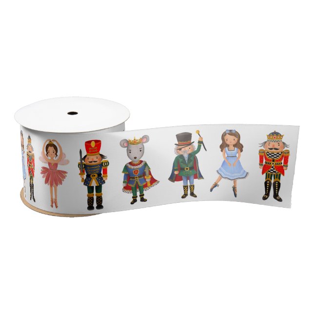 Festive Nutcracker Plum Fairy Mouse King Holiday Satin Ribbon (Spool)