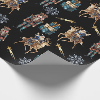 Festive Nutcracker Santa Shooting Star Wrapping Paper