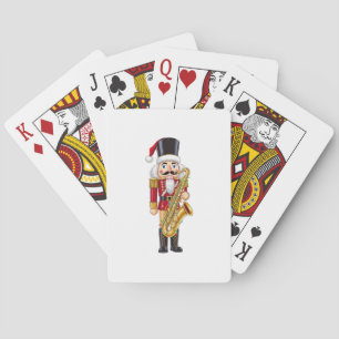 Festive Nutcracker Saxophone Player for Christmas Playing Cards