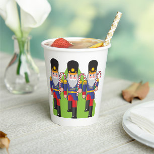 Festive Nutcracker Soldiers with Candy Canes Paper Cups