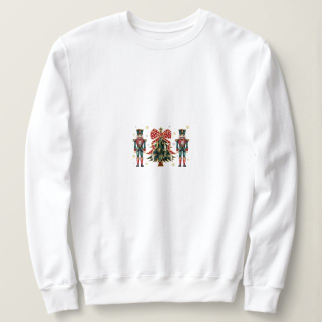 Festive Nutcrackers and Christmas Tree Design Sweatshirt (Design Front)