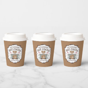 Festive okld fashioned hot cocoa party paper cups