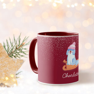Festive Old English Sheepdog Name Christmas Red Mug