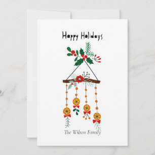Festive Orange & Holly Christmas Mobile Holiday Card