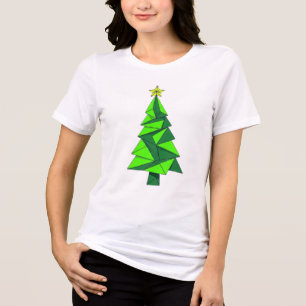 Festive Origami Geometric Christmas Tree Tee