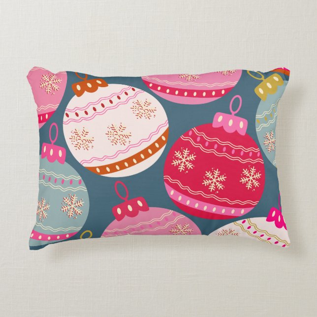 Festive Ornaments Christmas Accent Pillow (Front)
