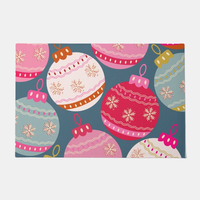 Festive Ornaments Christmas Doormat (Front)