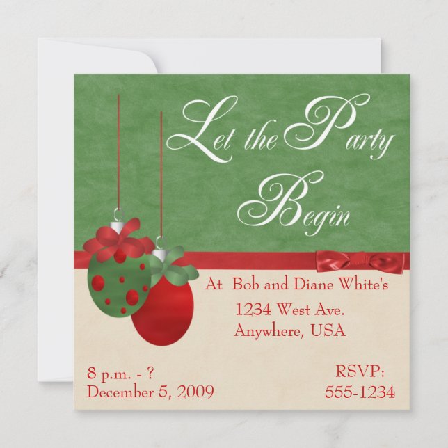 Festive Ornaments Christmas Party Invitation (Front)