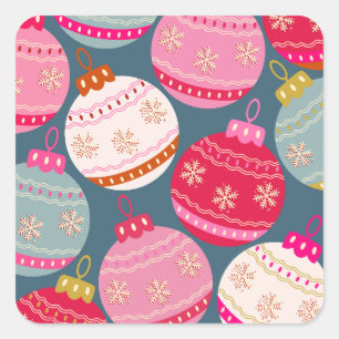 Festive Ornaments Christmas Square Sticker