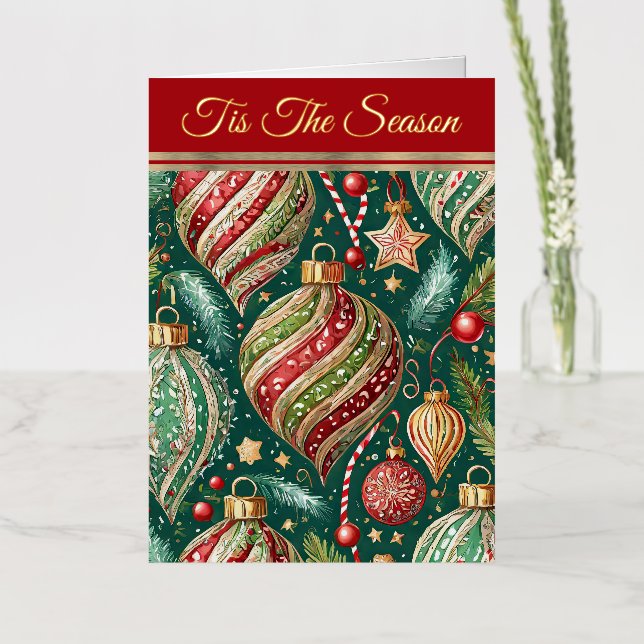 Festive Ornaments Foil Greeting Card (Flower)
