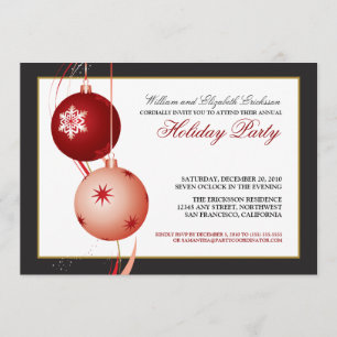 Festive Ornaments Holiday Party Invitation (black)