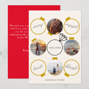 Festive Ornaments Merry and Engaged Holiday Card