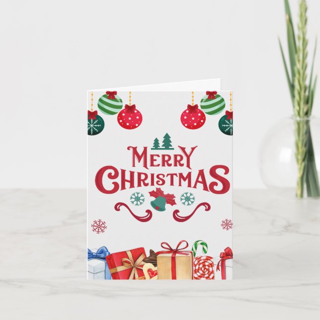 Festive Ornaments Merry Christmas Card  (Front)