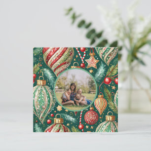 Festive Ornaments Photo Holiday Card