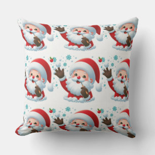 Festive Outdoor Santa Throw Pillow