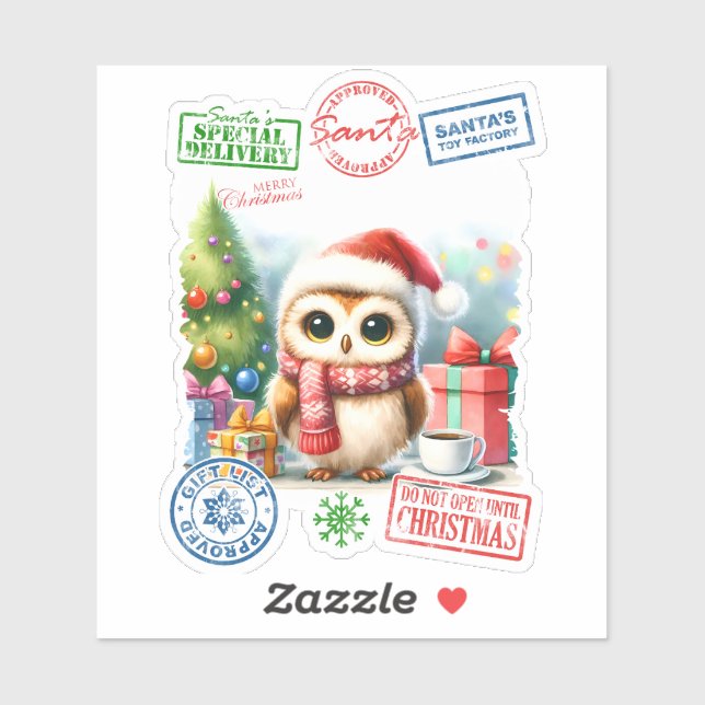 Festive Owl With Christmas Gifts (Sheet)
