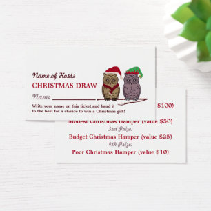 Festive Owls, Christmas Party Raffle Tickets
