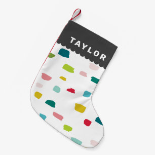 FESTIVE PAINT DABS colourful fun bold bright grey Small Christmas Stocking