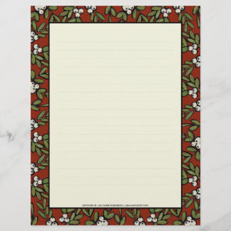 Festive Painted Mistletoe on Red Letterhead