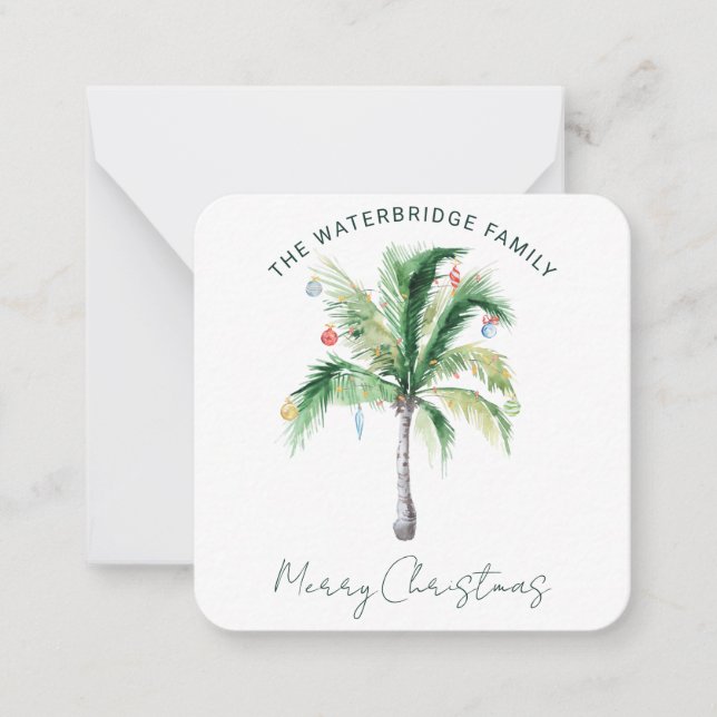 Festive Palm Tree Holiday Merry Christmas Card (Front)