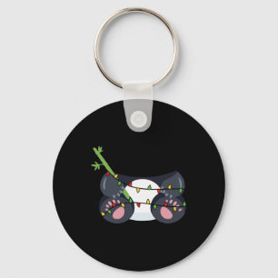 Festive Panda With Christmas Lights Costume Keychain