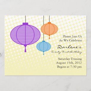 Festive Paper Lanterns Birthday Party Invites