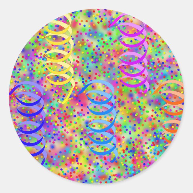 Festive Party Confetti Pattern Classic Round Sticker (Front)