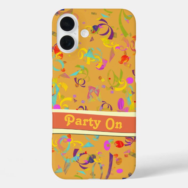 Festive Party Confetti Toss Over Orange Custom Case-Mate iPhone Case (Back)