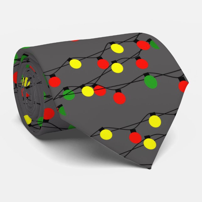 Festive Party Lights on Grey  Tie (Rolled)