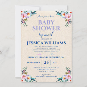 Festive Pastel Boho Floral Baby Shower By Mail Invitation