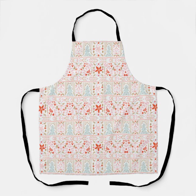 Festive Pastel Merry Christmas Holiday Apron (Front)