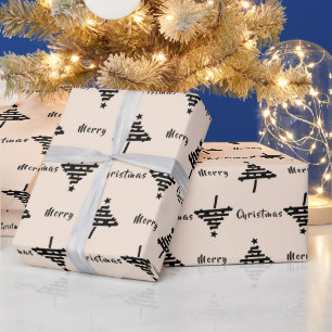 Festive Pastel Merry Christmas Tree Holiday Wrapping Paper