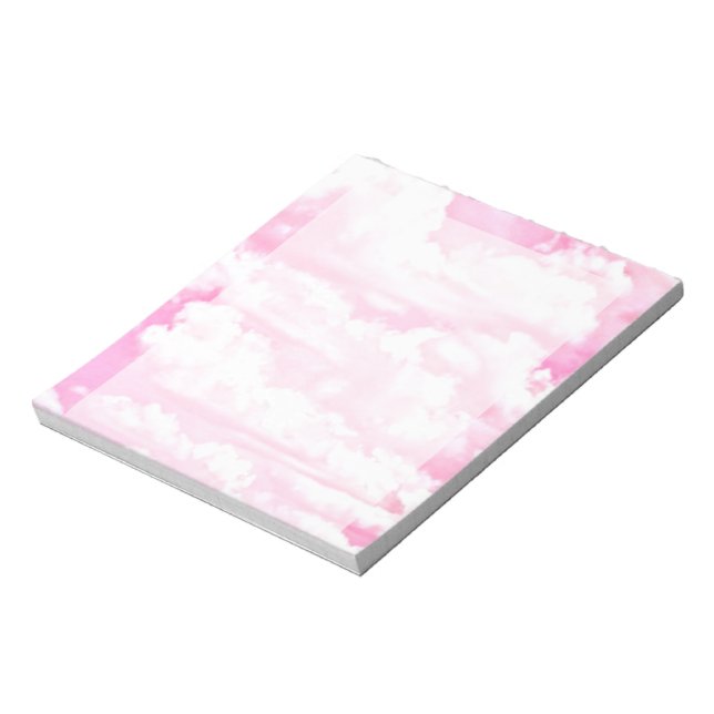 Festive Pastel Pink happy Clouds Notepad (Rotated)