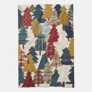 Festive Patchwork Christmas Tree Pattern (2) Kitchen Towel