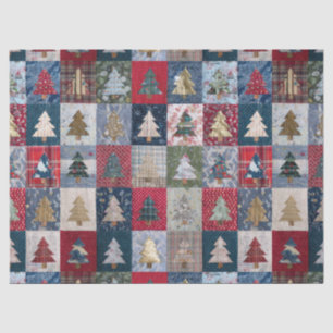 Festive Patchwork Christmas Tree Pattern (4) Tissue Paper