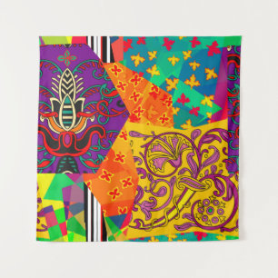 Festive patchwork in indian, turkish, italian, por tapestry