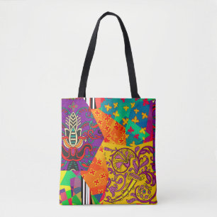 Festive patchwork in indian, turkish, italian, por tote bag