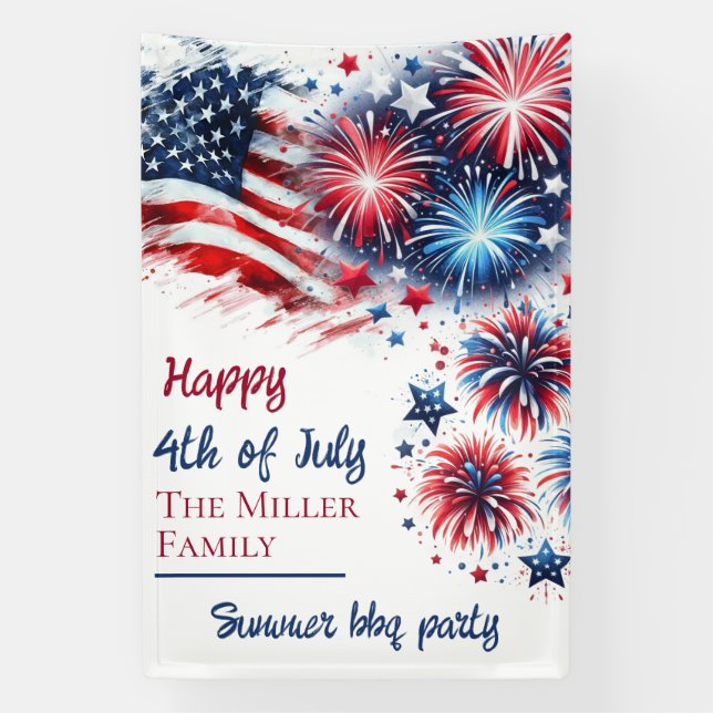 Festive Patriotic BBQ Celebration Design Banner (Vertical)